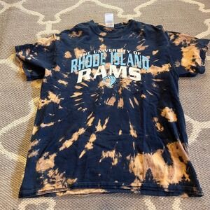 URI University of Rhode Island Rams Bleach Tie‎ Dye T-Shirt Medium Black
